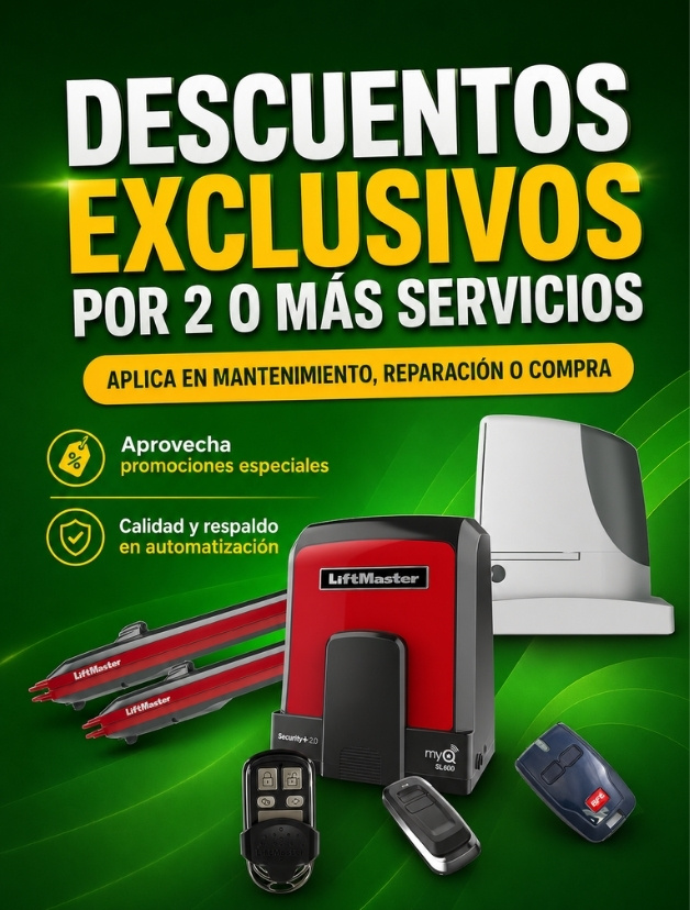Promoción en instalación, mantenimiento o reparación de puertas automáticas con descuentos exclusivos