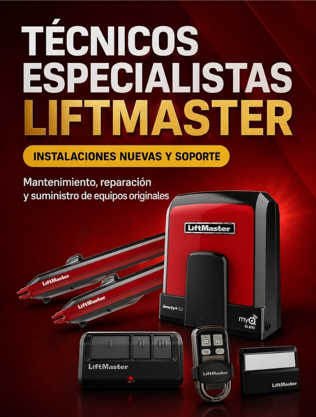 Servicio técnico especializado LiftMaster con motores, controles y soluciones para puertas automáticas